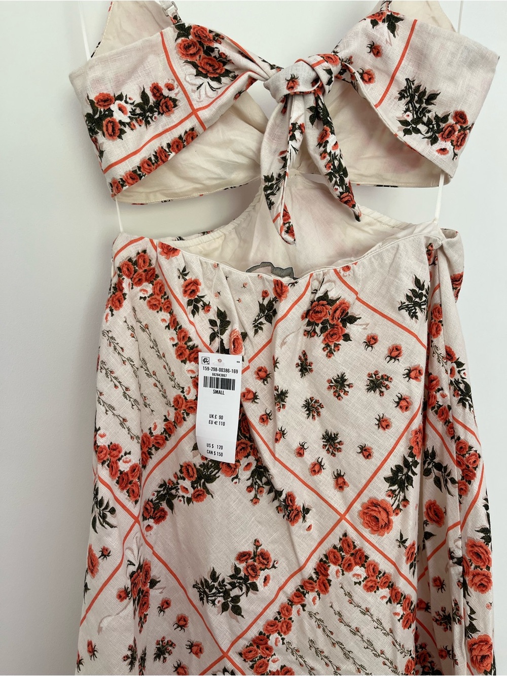 Abercrombie A&F Julia Slip Cutout Maxi Dress in Cream and Coral. Size Small, NWT - Picture 3 of 5
